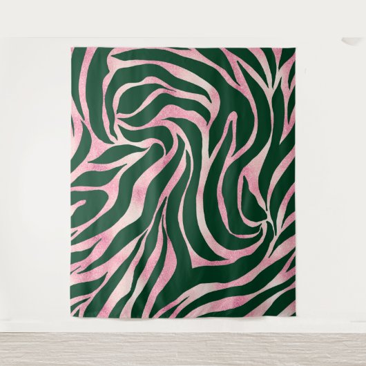 Tenture Elégant Rose vert Parties scintillant or Zebra (Devant)