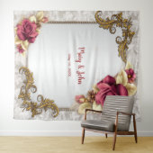 Tenture Elégant Roses rouges Mariage arrière-plan photo (En situation (horizontale))