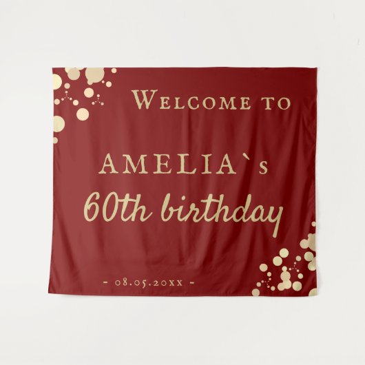 Tenture Elégant Rouge 60e anniversaire de fête Accueil arr (Devant (Horizontal))