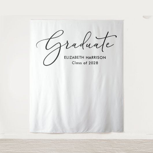 Tenture Élégant script blanc arrière-plan de graduation (Devant)