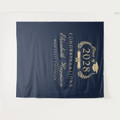 Tenture Élégant Script Blue Gold Graduation Party Bienvenu (Devant (Horizontal))