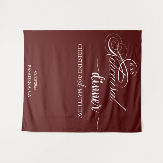 Tenture Élégant Script Burgundy Répétition Dîner Contexte (Devant (Horizontal))
