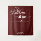 Tenture Élégant Script Burgundy Répétition Dîner Contexte (Devant)