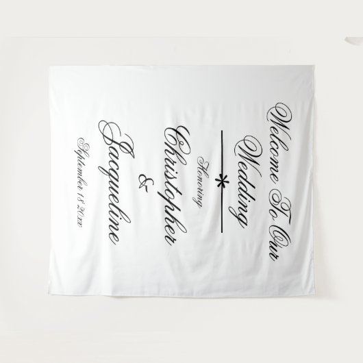 Tenture Élégant Script Chic Mariage Photo Booth Arrière-pl (Devant (Horizontal))