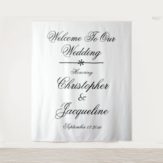 Tenture Élégant Script Chic Mariage Photo Booth Arrière-pl (Devant)