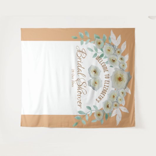 Tenture Élégant script floral de douche de mariée de roses (Devant (Horizontal))
