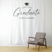 Tenture Elegant Script Graduation Party Photo Backdrop (En situation)
