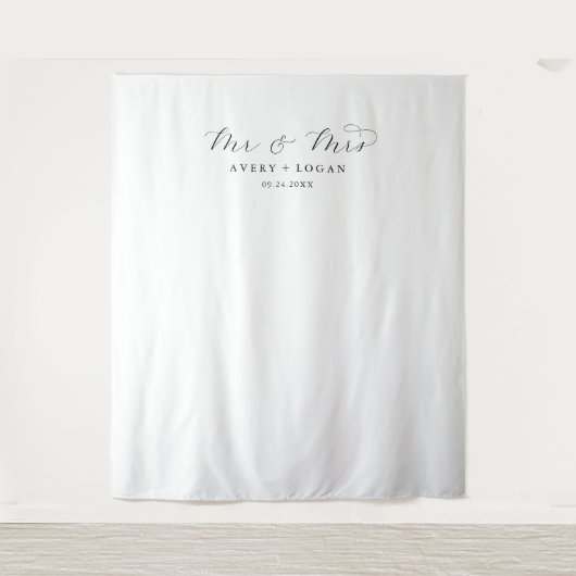 Tenture Élégant Script M. et Mme Mariage Photo Contexte (Devant)