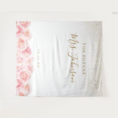 Tenture Elégant Script or & floral brush douche nuptiale (Devant (Horizontal))