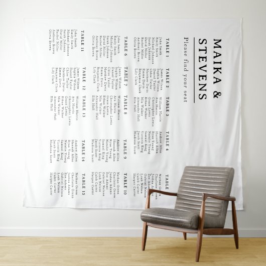 Tenture Elegant Script Wedding Table Seating Chart Foam (En situation (horizontale))