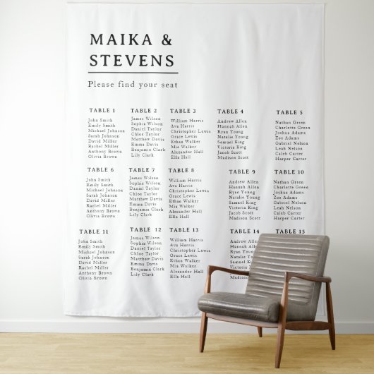 Tenture Elegant Script Wedding Table Seating Chart Foam (En situation)