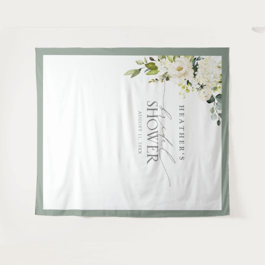 Tenture Élégant stand de photobooth floral aquarelle vert (Devant (Horizontal))