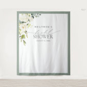 Tenture Élégant stand de photobooth floral aquarelle vert  (Devant)