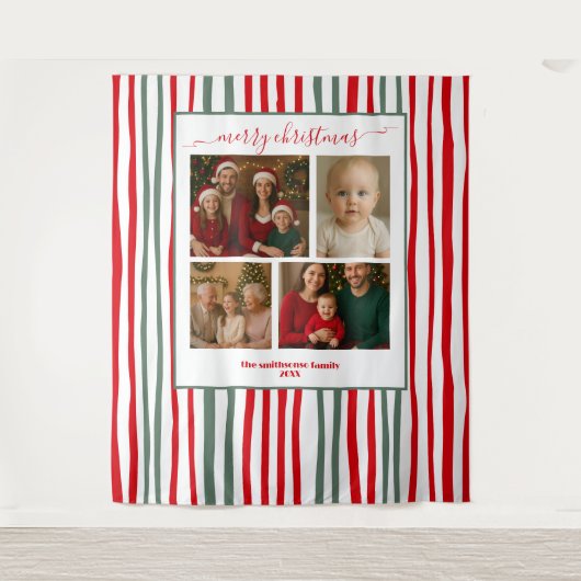 Tenture Elegant Stripes family Photo Christmas backdrop (Devant)