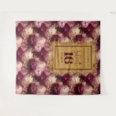Tenture Élégant Sweet 16 Blush Burgundy Gold Party Backdro (Devant (Horizontal))