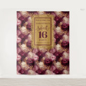 Tenture Élégant Sweet 16 Blush Burgundy Gold Party Backdro (Devant)