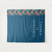 Tenture Elegant Teal Floral Border (Devant (Horizontal))