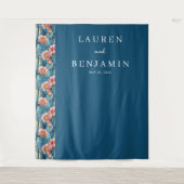 Tenture Elegant Teal Floral Border (Devant)