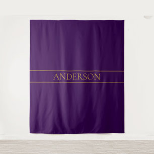 Tenture Élégant texte personnalisable   Gold & Deep Purple