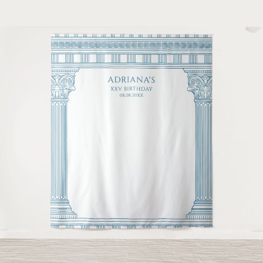 Tenture Élégant Toga Party avec colonnes de temple bleu (Devant)