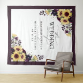 Tenture Élégant Tournesol Pourpre Aquarelle Mariage (En situation (horizontale))