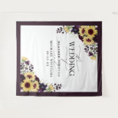 Tenture Élégant Tournesol Pourpre Aquarelle Mariage (Devant (Horizontal))