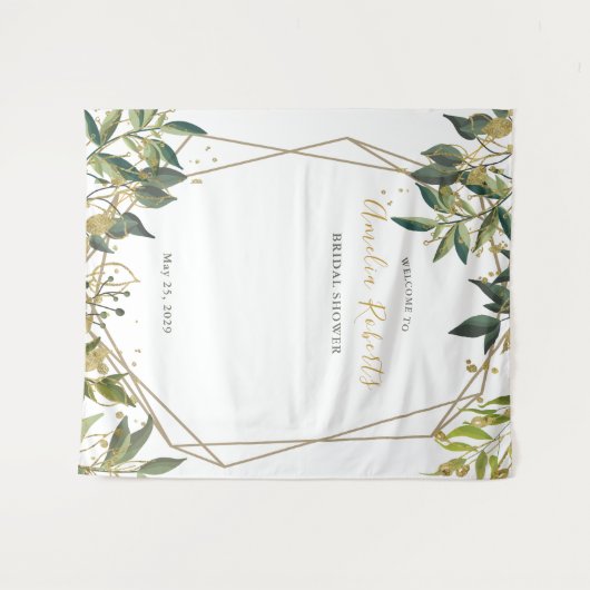 Tenture Elegant verdure et fleurs dorées pour une baby sho (Devant (Horizontal))