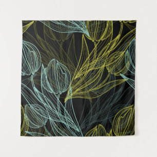 Tenture Élégant vert, bleu tulips motif