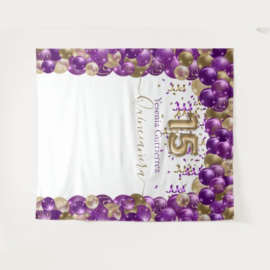Tenture Elégant violet or Balloon Arch Quinceanera (Devant (Horizontal))