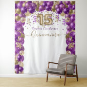 Tenture Elégant violet or Balloon Arch Quinceanera (En situation)