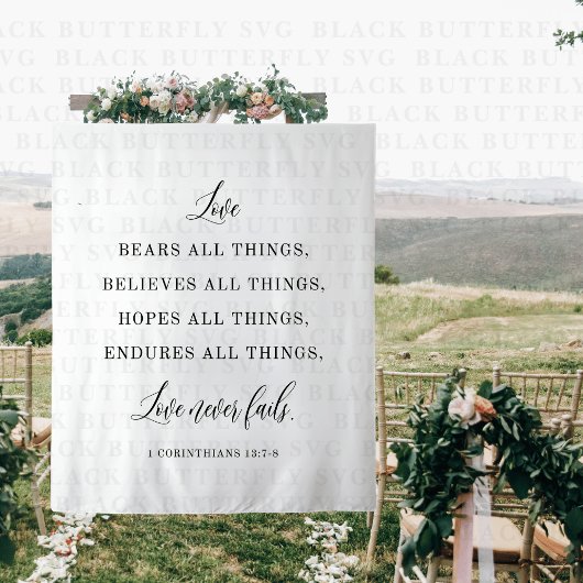 Tenture Elegant Wedding Quote Backdrop Banner 