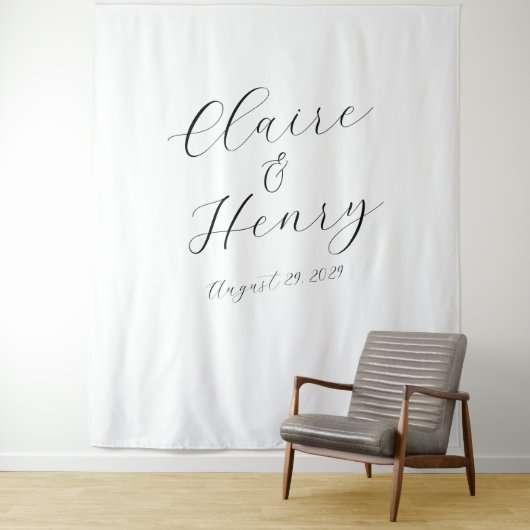 Tenture Elegant Wedding Script Tapestry Backdrop (En situation)