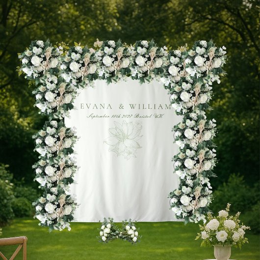 Tenture Elegant White Sage Green Backdrops banner