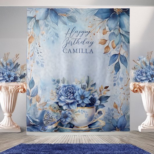 Tenture Elegant Winter Floral Teacup Birthday Par-Tea