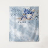 Tenture Elegant Winter Floral Teacup Happy Birthday (Devant)