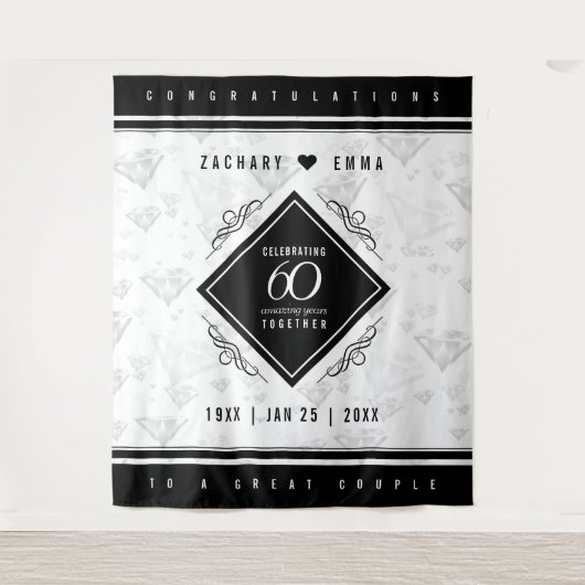 Tenture Élégante 60e anniversaire de mariage diamant (Devant)
