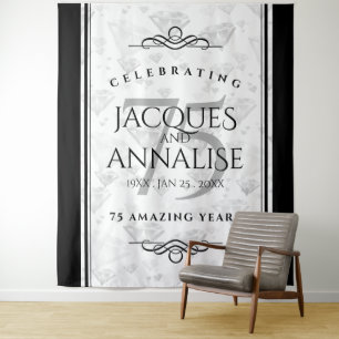 Tenture Élégante 75ème Mariage Diamond Anniversaire Tapiss