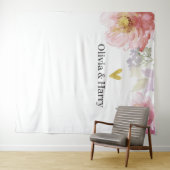 Tenture Elégante aquarelle Floral Heart Mariage fond (En situation (horizontale))