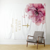 Tenture Elégante aquarelle rose Baptême floral fond (En situation (horizontale))