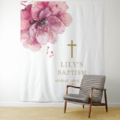 Tenture Elégante aquarelle rose Baptême floral fond (En situation)