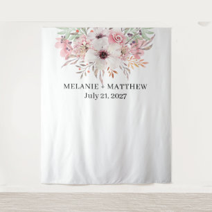 Tenture Elégante aquarelle rustique Mariage floral fond