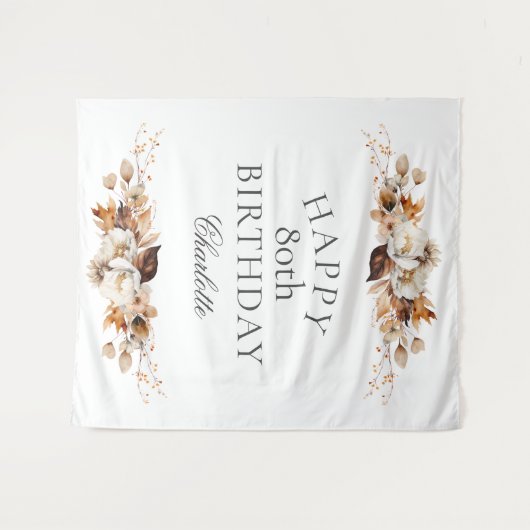 Tenture Elégante Automne Floral 80e fête d'anniversaire (Devant (Horizontal))