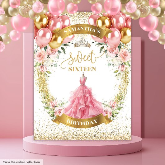 Tenture Élégante bannière du Sweet sixteen Blush Gold Chic