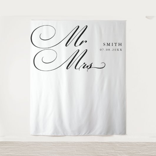 Tenture Élégante calligraphie M. & Mme Mariage Contexte (Devant)