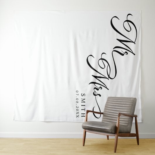 Tenture Élégante calligraphie M. & Mme Mariage Contexte (En situation (horizontale))