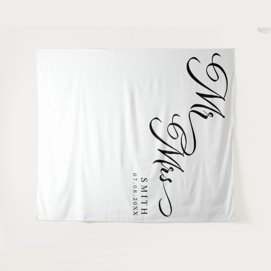 Tenture Élégante calligraphie M. & Mme Mariage Contexte (Devant (Horizontal))