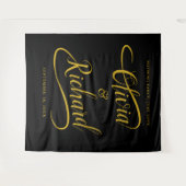 Tenture Élégante Calligraphie Mariage Manuscrite Or avec E (Devant (Horizontal))