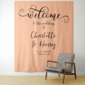 Tenture Élégante calligraphie Mariage tendance Peach Conte (En situation)