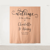 Tenture Élégante calligraphie Mariage tendance Peach Conte (Devant)