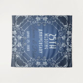 Tenture Élégante Célébration de Mariage Bleu et Argent (Devant (Horizontal))